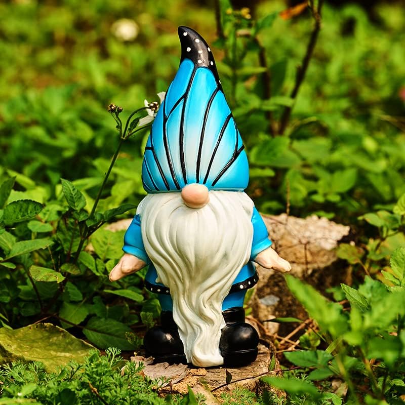 Joint Honglin Garden Gnome Sculptures & Statues Resin Colorful Butterfly Gnome Outdoor Funny Decoration Solar LED Light