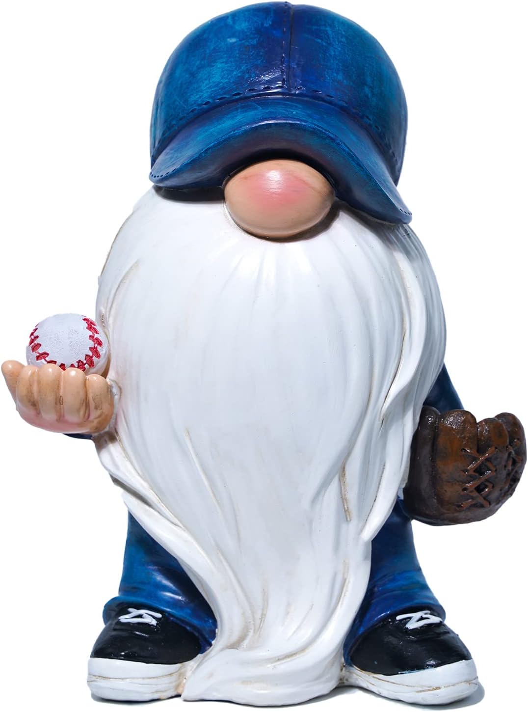 Joint Honglin Garden Gnome Sculptures & Statues Resin Blue Baseball Gnome with Solar LED Lights Outdoor Funny Decoration