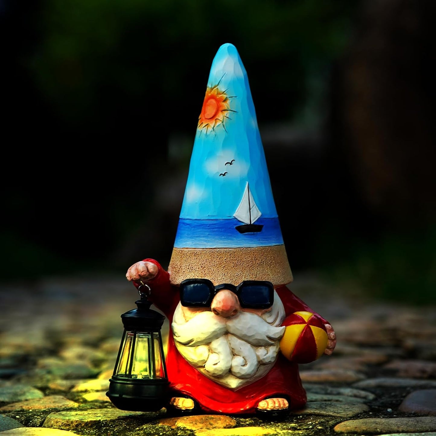 Joint Honglin Garden Gnome Statues Resin See Cute Gnome with Solar LED Lights Outdoor Gifts for Yard Patio Decor