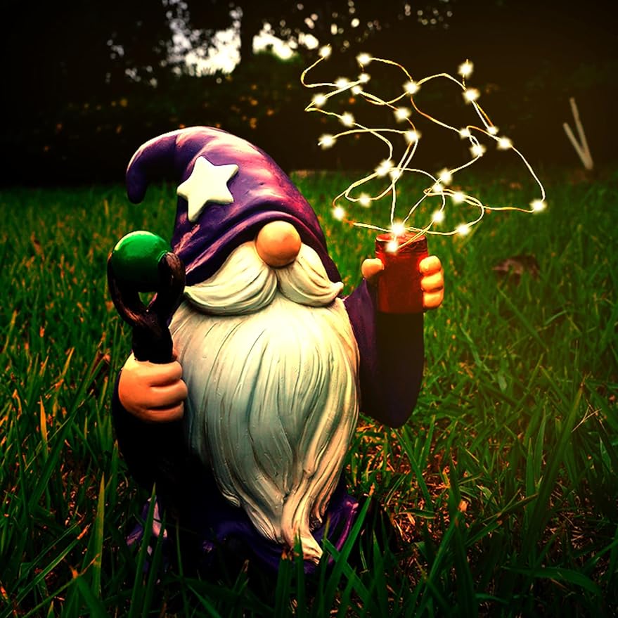 Joint Honglin Resin Gnome Statue Outdoor Decor Waterproof Firework Solar LED Lights Garden Sculpture Decorations