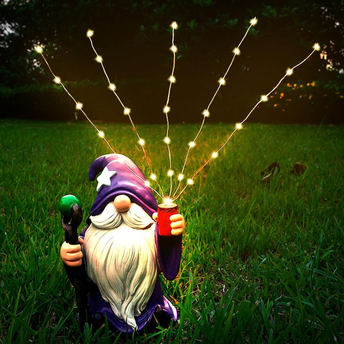 Joint Honglin Resin Gnome Statue Outdoor Decor Waterproof Firework Solar LED Lights Garden Sculpture Decorations