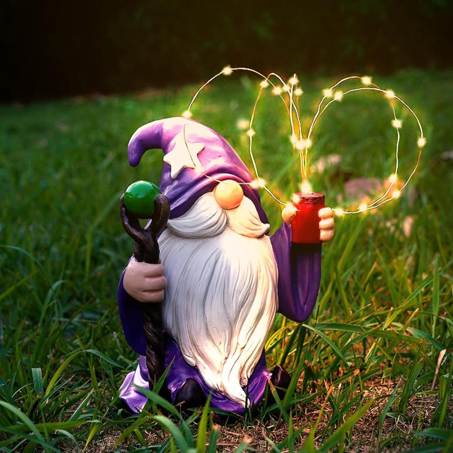 Joint Honglin Resin Gnome Statue Outdoor Decor Waterproof Firework Solar LED Lights Garden Sculpture Decorations